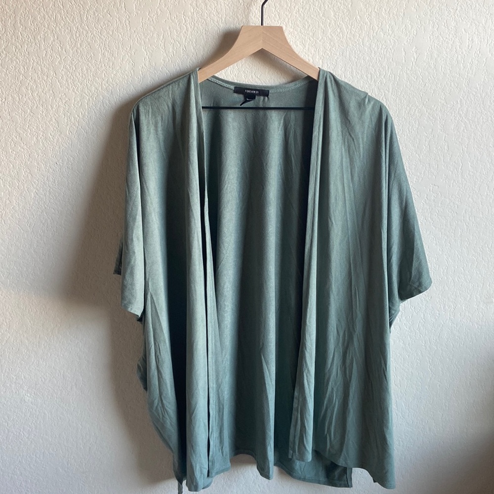 Forever 21 Sage Green Open-Front Poncho Cardigan
